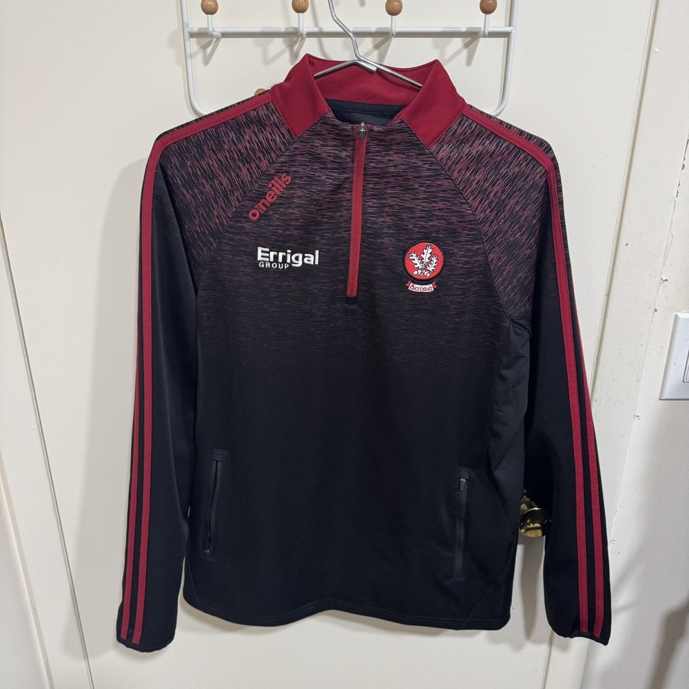 O'Neills Ireland Derry GAA Doire Errigal Group 1/4 Zip Black Red Men Size Medium